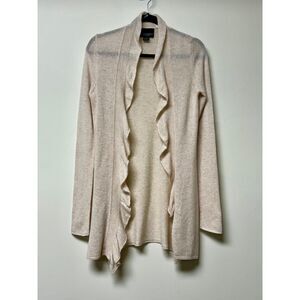 CYNTHIA ROWLEY 100% Cashmere Ruffle Trim Open Cardigan, Sz S